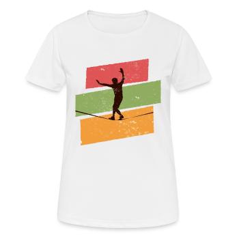 Slackline rétro vintage - T-shirt respirant Femme - blanc - Devant - AI Model Female 172 dark (172cm)