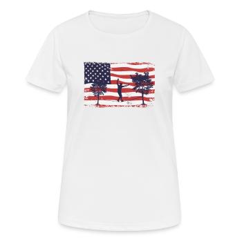 Slackline du drapeau américain - T-shirt respirant Femme - blanc - Devant - AI Model Female 172 dark (172cm)