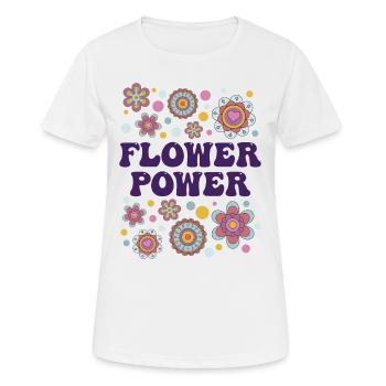 Flower Power - Frauen T-Shirt atmungsaktiv - Weiß - Vorne - AI Model Female 172 dark (172cm)