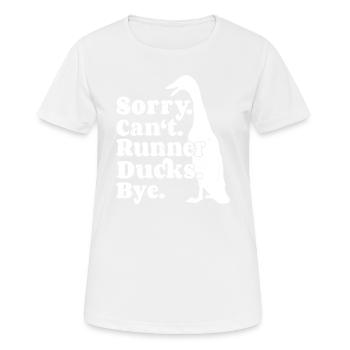 Laufenten Laufente Laufentenzucht Laufentenspruch - Frauen T-Shirt atmungsaktiv - Weiß - Vorne - AI Model Female 172 dark (172cm)
