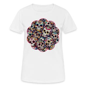 Motif de crâne décoratif coloré - T-shirt respirant Femme - blanc - Devant - AI Model Female 172 dark (172cm)