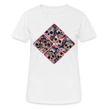 Buntes dekoratives Skullmuster - Frauen T-Shirt atmungsaktiv - Weiß - Vorne - AI Model Female 172 dark (172cm)