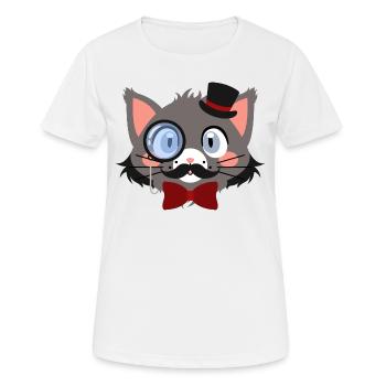 Chat gentleman avec monocle et chapeau - T-shirt respirant Femme - blanc - Devant - AI Model Female 172 dark (172cm)