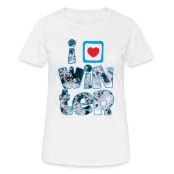 Mots d’hiver avec flocons de neige pour les amateurs d’hiver - T-shirt respirant Femme - blanc - Devant - AI Model Female 172 dark (172cm)