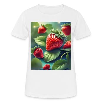 A pile of freshly picked strawberries - Women's Breathable T-Shirt - white - Front - AI Model Female 172 dark (172cm)