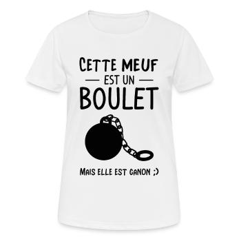 Cette Meuf est un Boulet mais elle est canon - T-shirt respirant Femme - blanc - Devant - AI Model Female 172 dark (172cm)