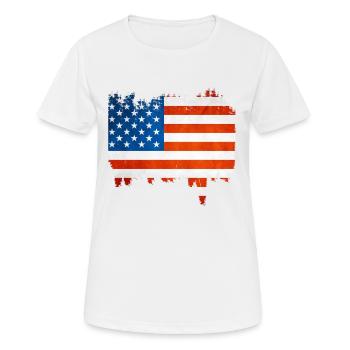 USA - Frauen T-Shirt atmungsaktiv - Weiß - Vorne - AI Model Female 172 dark (172cm)
