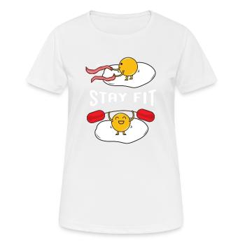 Spiegelei im Fitnessstudio - Frauen T-Shirt atmungsaktiv - Weiß - Vorne - AI Model Female 172 dark (172cm)