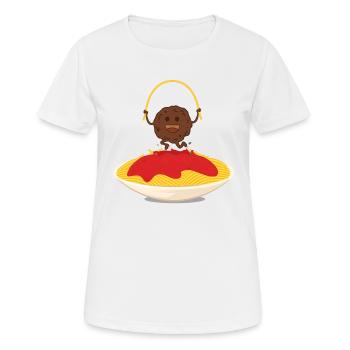L’heureux boulet de viande - T-shirt respirant Femme - blanc - Devant - AI Model Female 172 dark (172cm)
