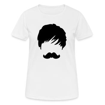 Ein schwarzer Schnauzbart im Gesicht - Frauen T-Shirt atmungsaktiv - Weiß - Vorne - AI Model Female 172 dark (172cm)