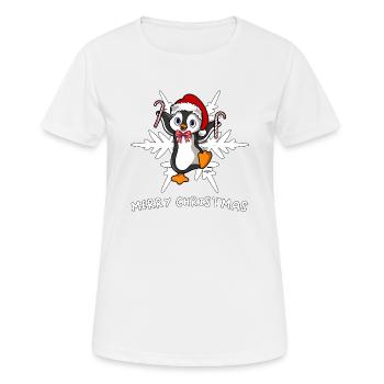 Sweet Merry Christmas Penguin with Ice Flake - Women's Breathable T-Shirt - white - Front - AI Model Female 172 dark (172cm)