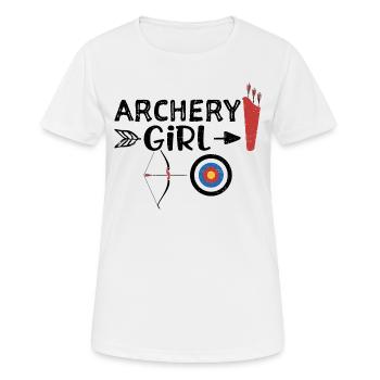 Fille de tir à l'arc - tir à l'arc - T-shirt respirant Femme - blanc - Devant - AI Model Female 172 dark (172cm)