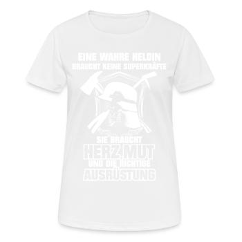 Feuerwehr Feuerwehrfrauen Sprüche Herz Geschenk - Frauen T-Shirt atmungsaktiv - Weiß - Vorne - AI Model Female 172 dark (172cm)