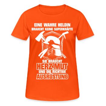 Feuerwehr Feuerwehrfrauen Sprüche Herz Geschenk - Frauen T-Shirt atmungsaktiv - Neonorange - Vorne - AI Model Female 172 dark (172cm)
