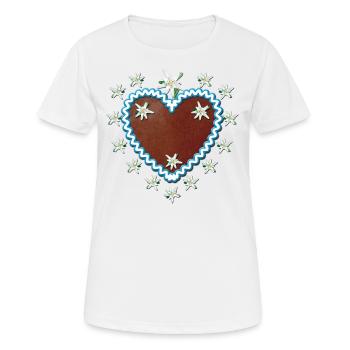 Lebkuchenherz Edelweiss Heart Your request text - Women's Breathable T-Shirt - white - Front - AI Model Female 172 dark (172cm)