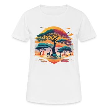 Afrika Steppe und Tiere - Frauen T-Shirt atmungsaktiv - Weiß - Vorne - AI Model Female 172 dark (172cm)