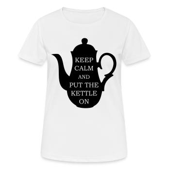 restez calme et mettez la bouilloire à l’heure du thé - T-shirt respirant Femme - blanc - Devant - AI Model Female 172 dark (172cm)