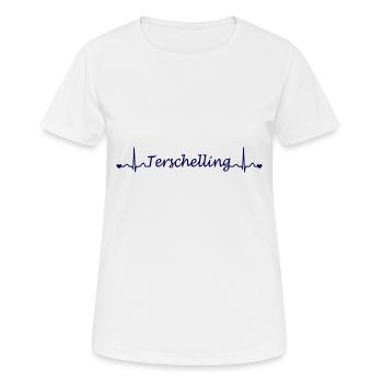Terschelling Herzschlag dunkel blau - Frauen T-Shirt atmungsaktiv - Weiß - Vorne - AI Model Female 172 dark (172cm)