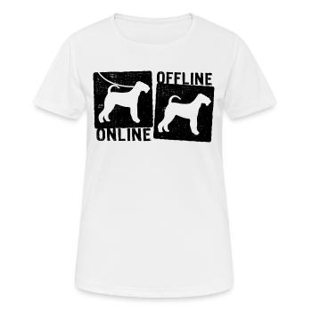 Online Offline - Airedale Terrier Dog Leash - Women's Breathable T-Shirt - white - Front - AI Model Female 172 dark (172cm)