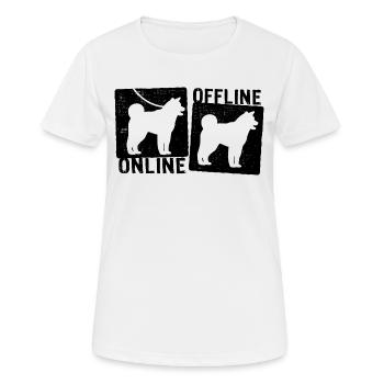 Online Offline - Akita Dog Dog Leash - Women's Breathable T-Shirt - white - Front - AI Model Female 172 dark (172cm)