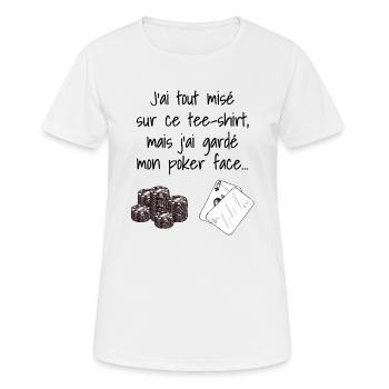 T-SHIRT POKER FACE / ALL-IN POKER FACE - T-shirt respirant Femme - blanc - Devant - AI Model Female 172 dark (172cm)