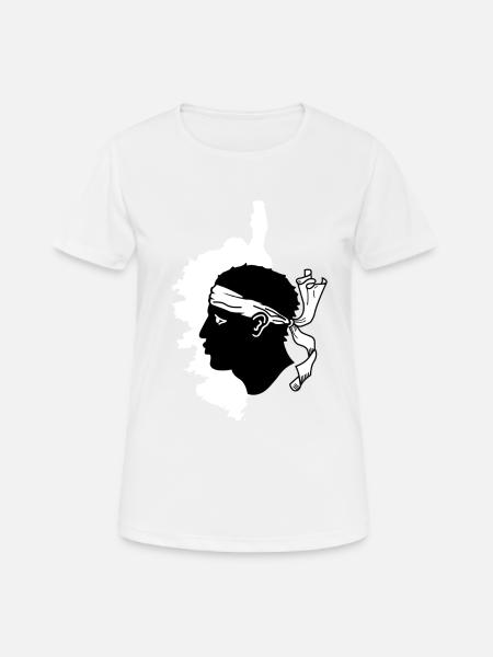 Carte de la France avec tête de pirate de l’île de Corse - T-shirt respirant Femme - blanc