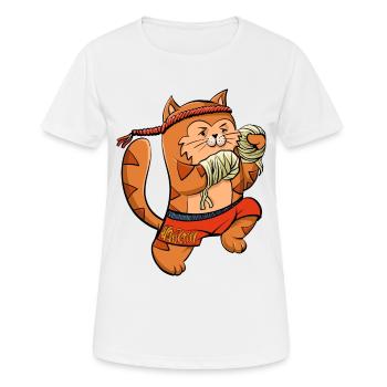 Muay Thai Boxing Kitten - Women's Breathable T-Shirt - white - Front - AI Model Female 172 dark (172cm)