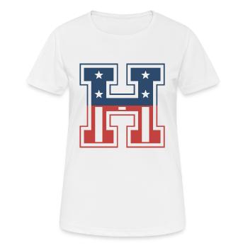 Buchstabe H USA - Frauen T-Shirt atmungsaktiv - Weiß - Vorne - AI Model Female 172 dark (172cm)