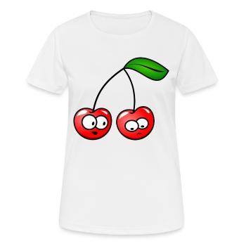 les cerises - T-shirt respirant Femme - blanc - Devant - AI Model Female 172 dark (172cm)