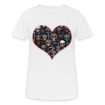 Buntes dekoratives Skullmuster - Frauen T-Shirt atmungsaktiv - Weiß - Vorne - AI Model Female 172 dark (172cm)