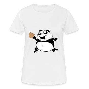 Panda mit Kaffee aufgeregt Koffein Schock - Frauen T-Shirt atmungsaktiv - Weiß - Vorne - AI Model Female 172 dark (172cm)