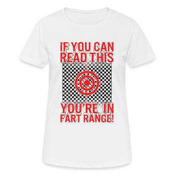 Chemise d’Halloween, vous êtes dans Fart Range Bullseye - T-shirt respirant Femme - blanc - Devant - AI Model Female 172 dark (172cm)
