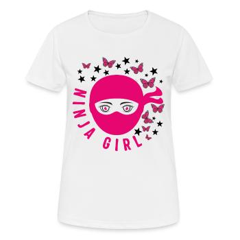 Karate Shirt, Ninja Girl Butterfly Tee, Fighter - Women's Breathable T-Shirt - white - Front - AI Model Female 172 dark (172cm)