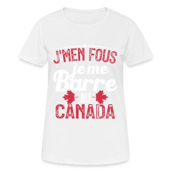 J'men fous je me barre au canada - T-shirt respirant Femme - blanc - Devant - AI Model Female 172 dark (172cm)