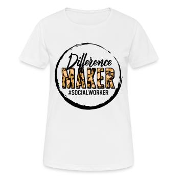 Social Worker Shirt, Difference Maker Leopard - Women's Breathable T-Shirt - white - Front - AI Model Female 172 dark (172cm)