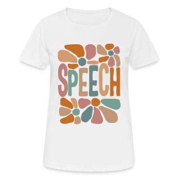 Chemise d’orthophoniste, Discours Floral Coloré - T-shirt respirant Femme - blanc - Devant - AI Model Female 172 dark (172cm)