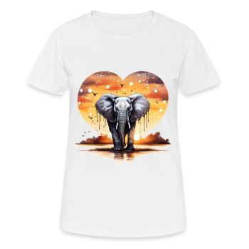 Elefantenherzohren Valentinstag Safari Romantik - Frauen T-Shirt atmungsaktiv - Weiß - Vorne - AI Model Female 172 dark (172cm)