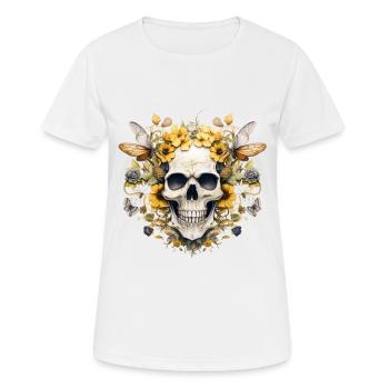 Floral Nectar Skull T Shirt Bumblebee Garden - Women's Breathable T-Shirt - white - Front - AI Model Female 172 dark (172cm)