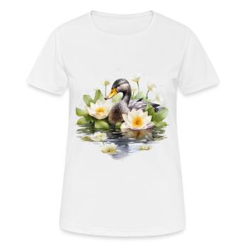 Entenherzfedern Valentinstag Teich Liebe - Frauen T-Shirt atmungsaktiv - Weiß - Vorne - AI Model Female 172 dark (172cm)