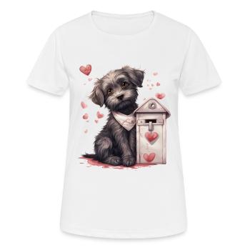 Hund liefert Liebesbrief Valentinstag Hund - Frauen T-Shirt atmungsaktiv - Weiß - Vorne - AI Model Female 172 dark (172cm)