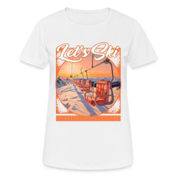 Let's Ski Vintage Skilift Sonnenuntergang Hintergrund - Frauen T-Shirt atmungsaktiv - Weiß - Vorne - AI Model Female 172 dark (172cm)