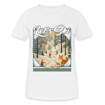 Let’s Ski Woodland Creatures Funatique Ski Fox - T-shirt respirant Femme - blanc - Devant - AI Model Female 172 dark (172cm)