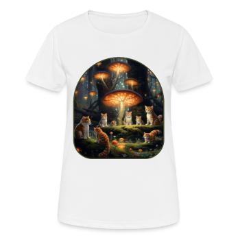 Verzauberter Feenkreis mit Katzen und Leuchten - Frauen T-Shirt atmungsaktiv - Weiß - Vorne - AI Model Female 172 dark (172cm)