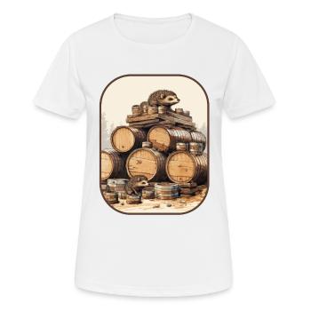 Sake Barrel Igel Tipsy Adventures T-Shirt - Frauen T-Shirt atmungsaktiv - Weiß - Vorne - AI Model Female 172 dark (172cm)