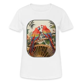 Japanese Fan Parrots Blended Beauty T Shirt - Women's Breathable T-Shirt - white - Front - AI Model Female 172 dark (172cm)