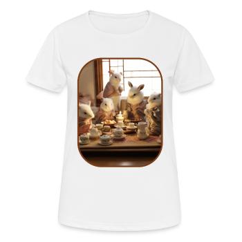 Tea Ceremony Bunnies Cute Rituals T Shirt - Women's Breathable T-Shirt - white - Front - AI Model Female 172 dark (172cm)