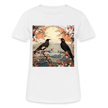 Ukiyo e crow collage art - T-shirt respirant Femme - blanc - Devant - AI Model Female 172 dark (172cm)