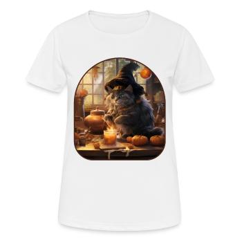 Magisches Rezept Hexenkatze braut einen Pilz - Frauen T-Shirt atmungsaktiv - Weiß - Vorne - AI Model Female 172 dark (172cm)
