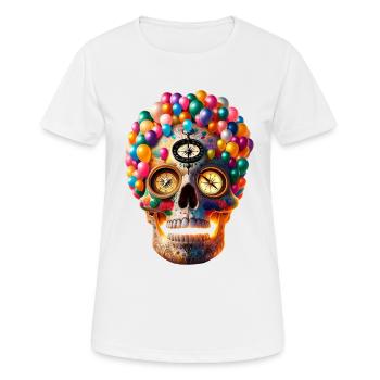 Fiesta Glow Skull T Shirt Albuquerque Ballon - T-shirt respirant Femme - blanc - Devant - AI Model Female 172 dark (172cm)