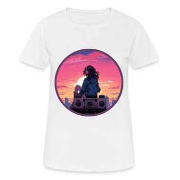 Fille d’anime réfléchie Vaporwave Boombox Retro - T-shirt respirant Femme - blanc - Devant - AI Model Female 172 dark (172cm)
